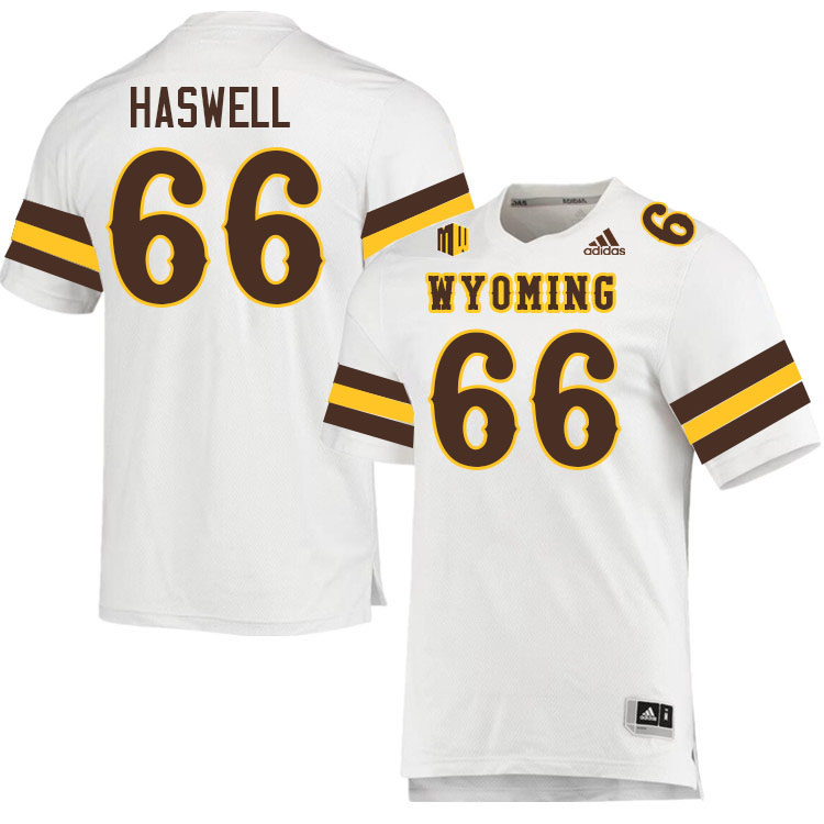 Wyoming Cowboys #66 Alex Haswell College Football Jerseys Stitched-White